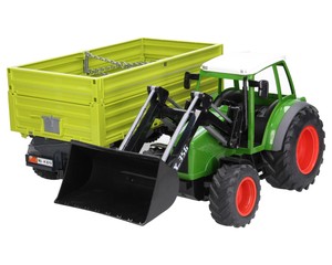 Zestaw ciągnik zdalne sterowany traktor z ładowaczem oraz przyczepa 02203