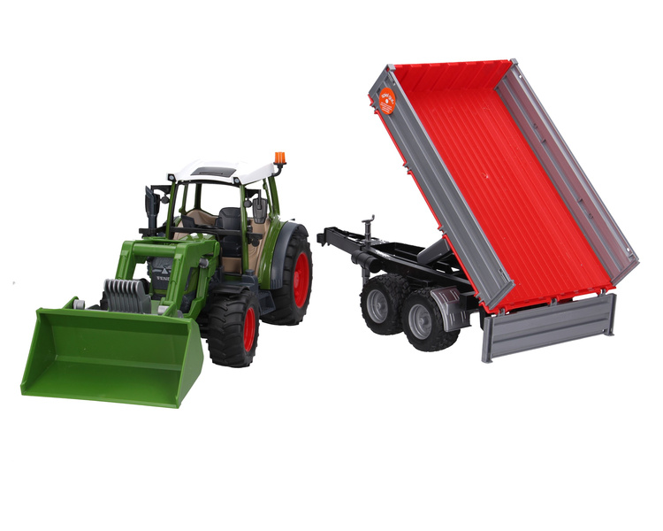 Bruder 02182 traktor Fendt Vario 211 z ładowaczem czołowym i przyczepą