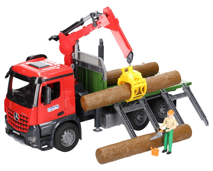 Bruder 03669 Mercedes Arocs ciężarówka do wywozu drzewa z figurką drwala z akcesoriami