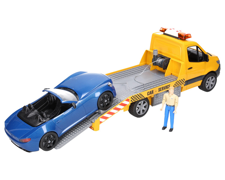 Bruder 02675 Mercedes Sprinter pomoc drogowa z samochodem i modułem świetlno-dźwiękowym i figurką