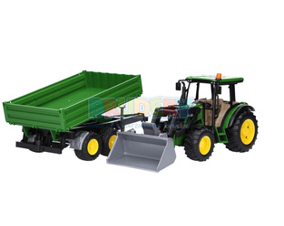 Bruder 01793 ciągnik John Deere z z przyczepą i ładowaczem