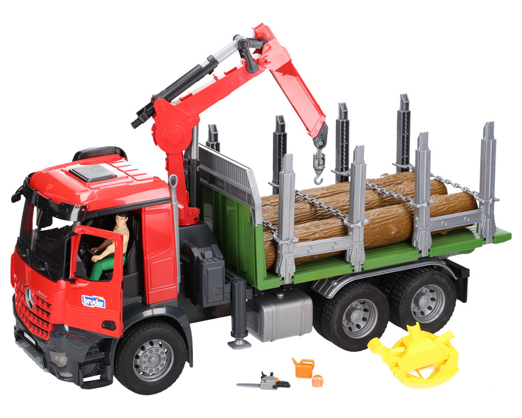 Bruder 03669 Mercedes Arocs ciężarówka do wywozu drzewa z figurką drwala z akcesoriami