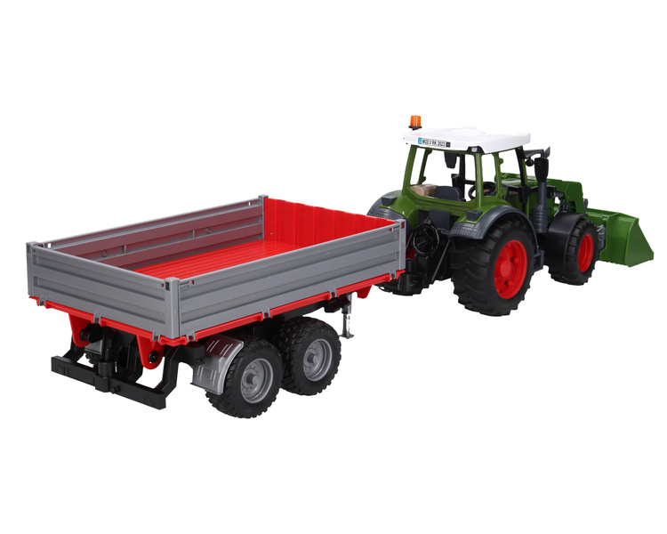 Bruder 02182 traktor Fendt Vario 211 z ładowaczem czołowym i przyczepą