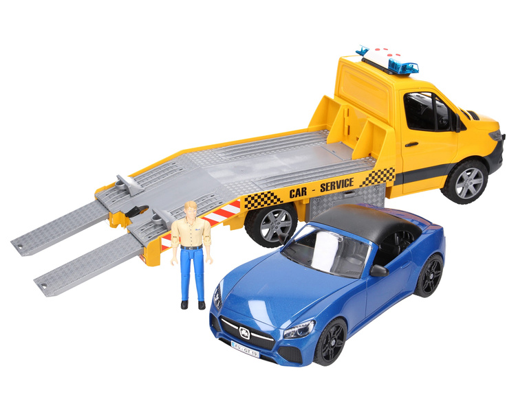 Bruder 02675 Mercedes Sprinter pomoc drogowa z samochodem i modułem świetlno-dźwiękowym i figurką