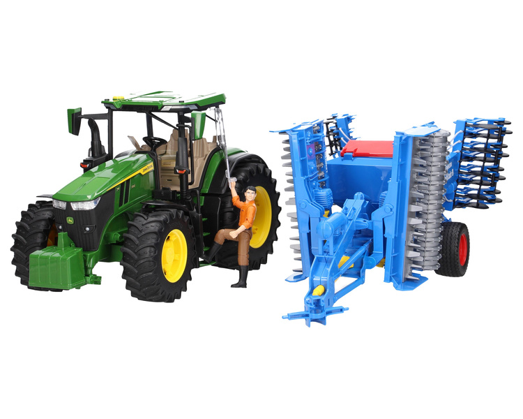 Bruder 03150 traktor John Deere 7R 350 + agregat 02026 Lemken + figurka rolnika