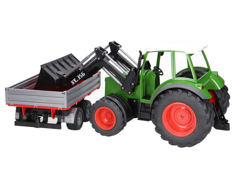Zestaw ciągnik zdalne sterowany traktor z ładowaczem oraz przyczepa 02019
