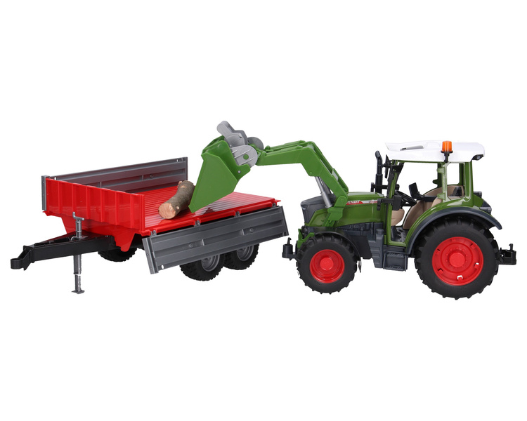 Bruder 02182 traktor Fendt Vario 211 z ładowaczem czołowym i przyczepą