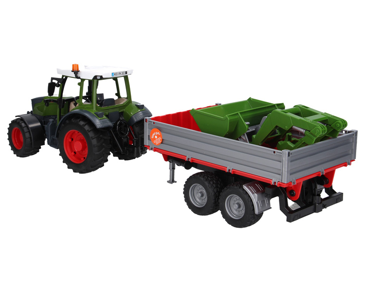 Bruder 02182 traktor Fendt Vario 211 z ładowaczem czołowym i przyczepą