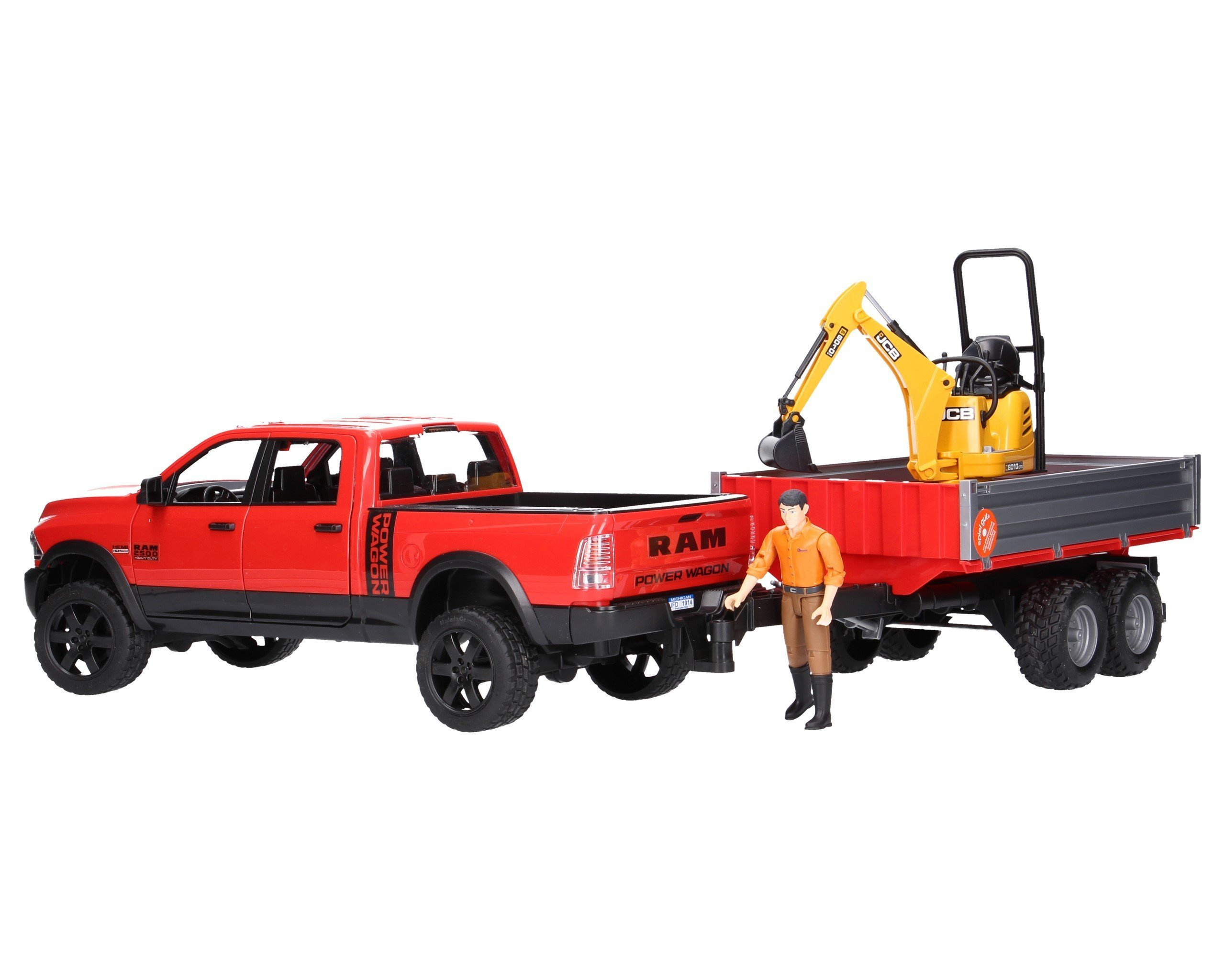 Zestaw Bruder 02500 Pick-Up RAM + przyczepka 02019 + koparka Zestaw Bruder 02500 Pick-Up RAM + przyczepka 02019 + koparka