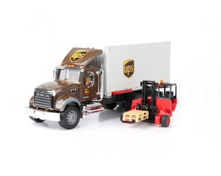 Bruder 02828 ciężarówka MACK UPS z paleciakiem bez rur wydechowych