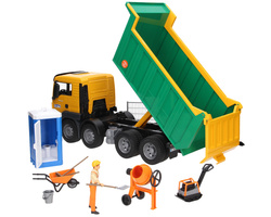 Bruder 03766 MAN TGS wywrotka i koparka JCB 5CX 02454 oraz zestaw akcesoriów budowlanych