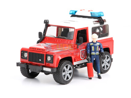 Bruder 02596 Land Rover straż pożarna z figurką i z modułem świetlno-dźwiękowym