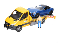 Bruder 02675 Mercedes Sprinter pomoc drogowa z samochodem i modułem świetlno-dźwiękowym i figurką