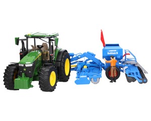 Bruder 03150 traktor John Deere 7R 350 + agregat 02026 Lemken + figurka rolnika