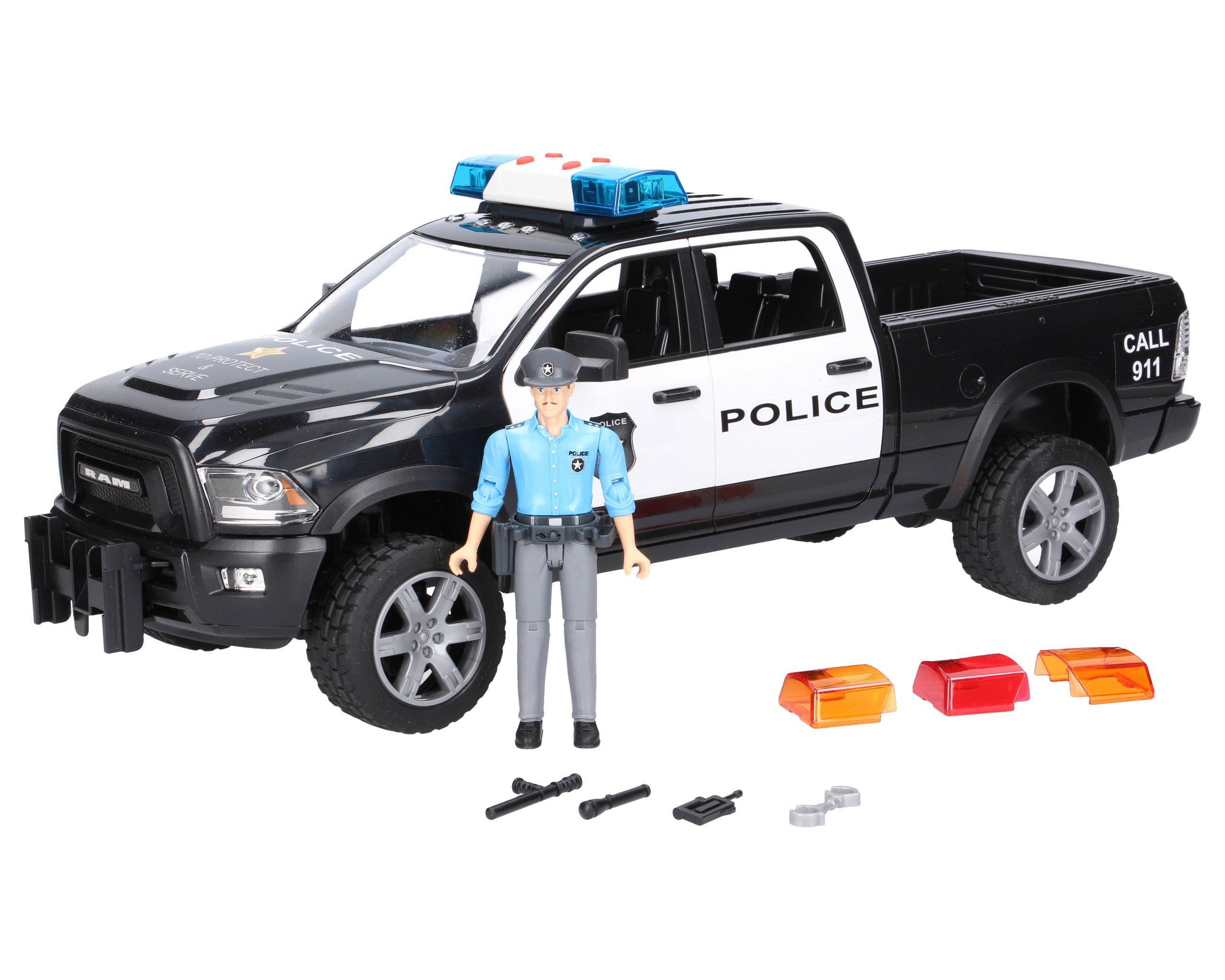 Bruder 02505 Pick-up policja RAM 2500 policyjny z figurką policjanta