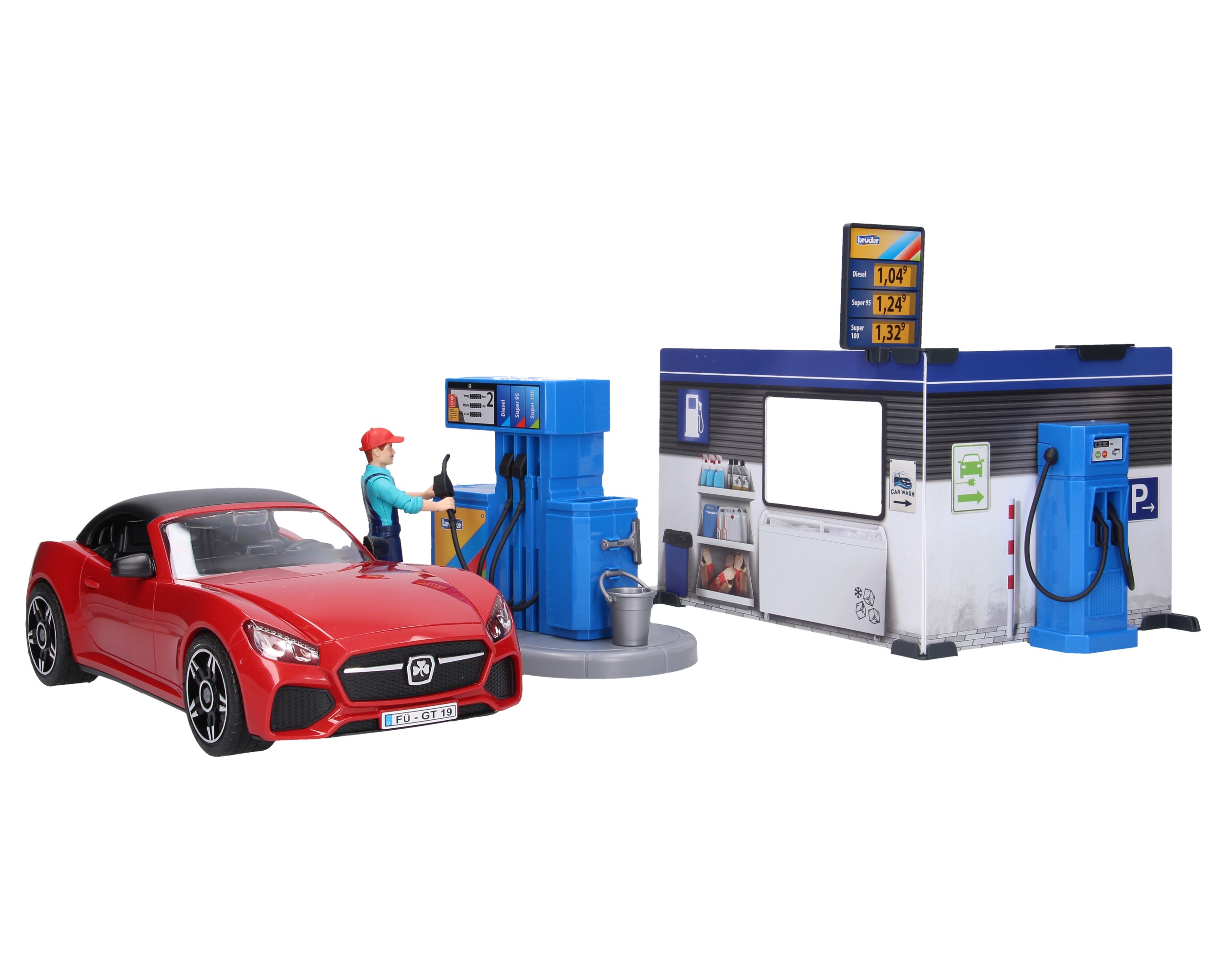 Bruder 62111 Stacja benzynowa z myjnią, samochodem i figurkami