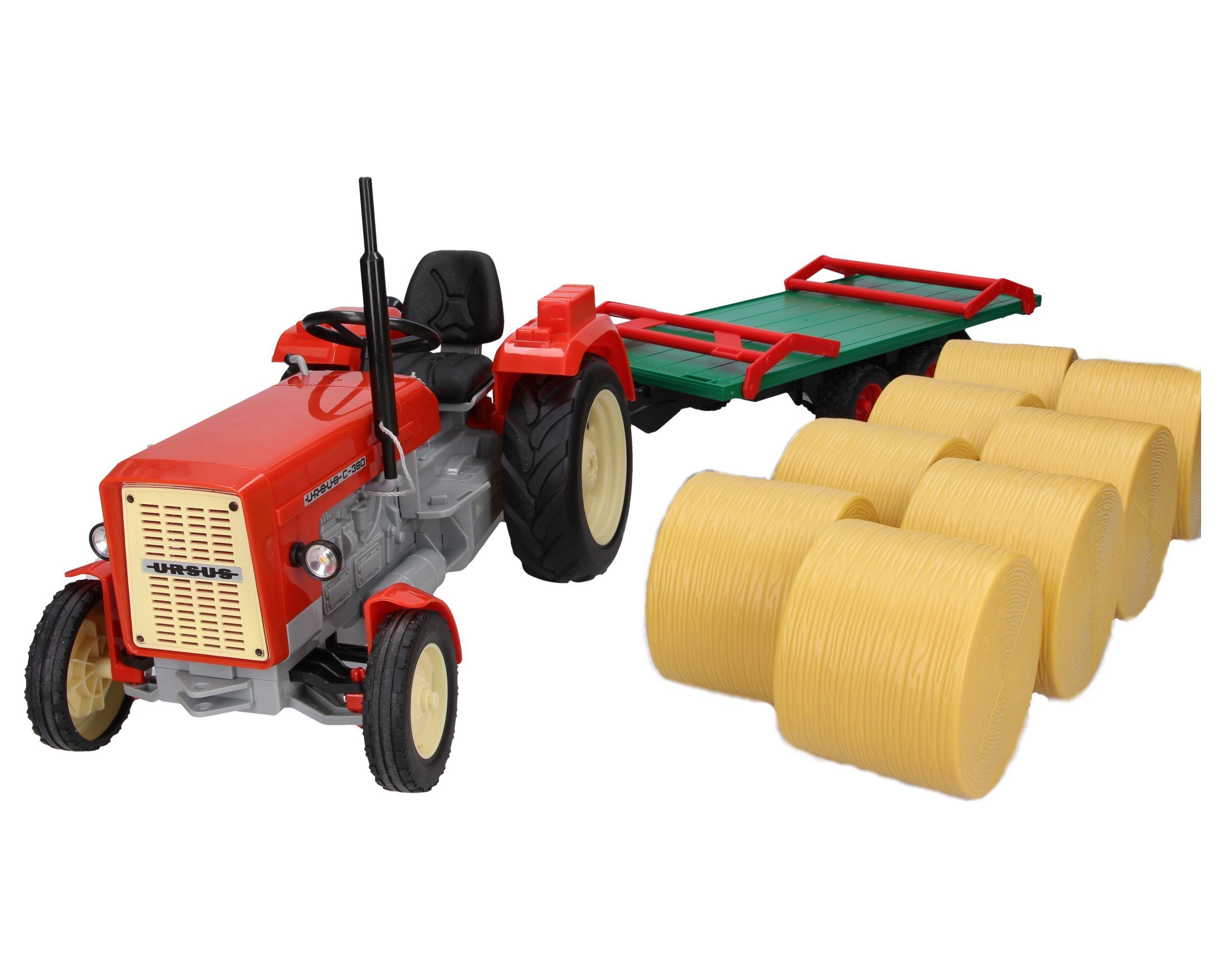 Zestaw traktor Ursus X02-E357+ przyczepa do balotów 02220 Bruder