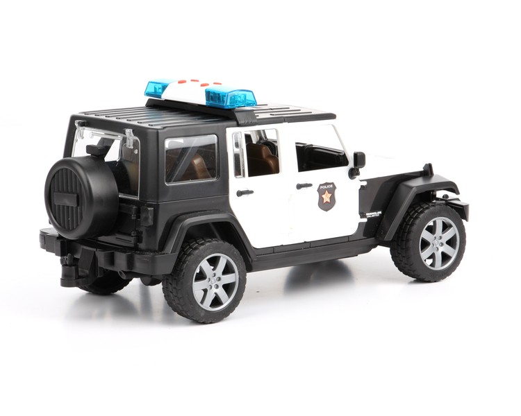 Bruder 02526 Jeep Wrangler Rubicon z figurką policjanta i z modułem świetlno-dźwiękowym