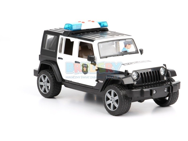 Bruder 02526 Jeep Wrangler Rubicon z figurką policjanta i z modułem świetlno-dźwiękowym