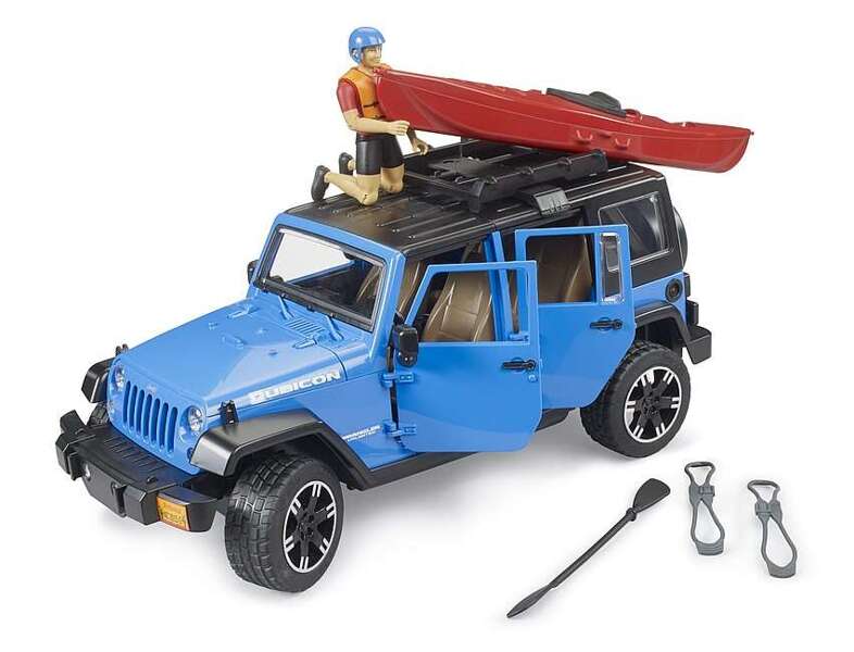 Bruder 02529 Jeep Wrangler Unlimited Rubicon z kajakiem i figurka kajakarza