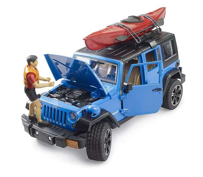 Bruder 02529 Jeep Wrangler Unlimited Rubicon z kajakiem i figurka kajakarza