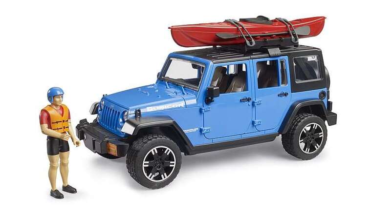 Bruder 02529 Jeep Wrangler Unlimited Rubicon z kajakiem i figurka kajakarza