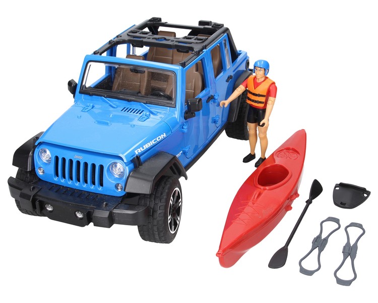 Bruder 02529 Jeep Wrangler Unlimited Rubicon z kajakiem i figurka kajakarza