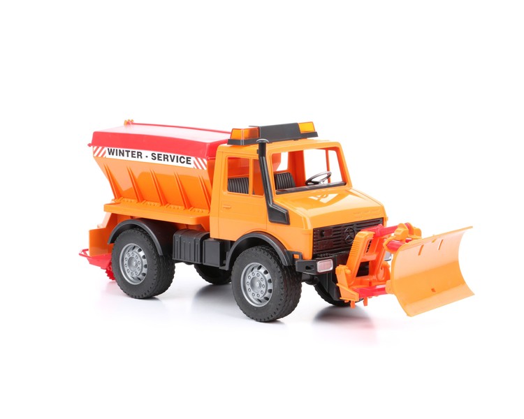 Bruder 02572 Unimog piaskarka z pługiem