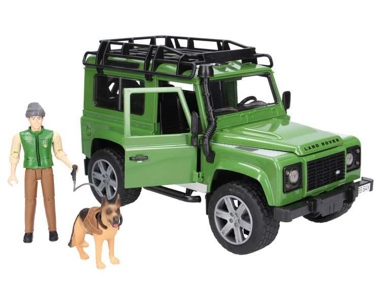 Bruder 02587 Land Rover z figurką leśniczego i psa