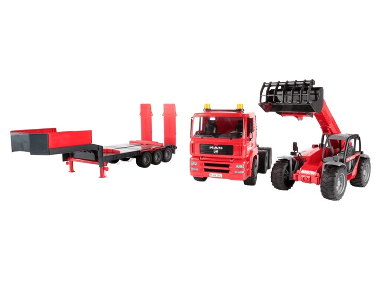 Bruder 02774 Man z naczepą i ładowarką Manitou MLT 633