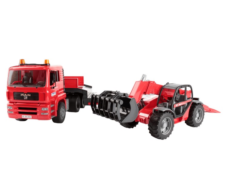 Bruder 02774 Man z naczepą i ładowarką Manitou MLT 633