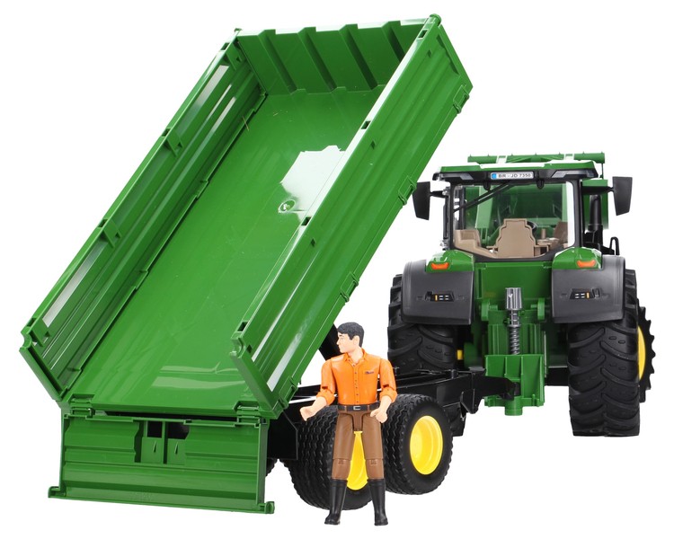 Bruder 03155 traktor John Deere 7R 350 z przyczepą i figurką