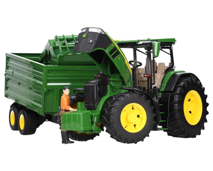 Bruder 03155 traktor John Deere 7R 350 z przyczepą i figurką