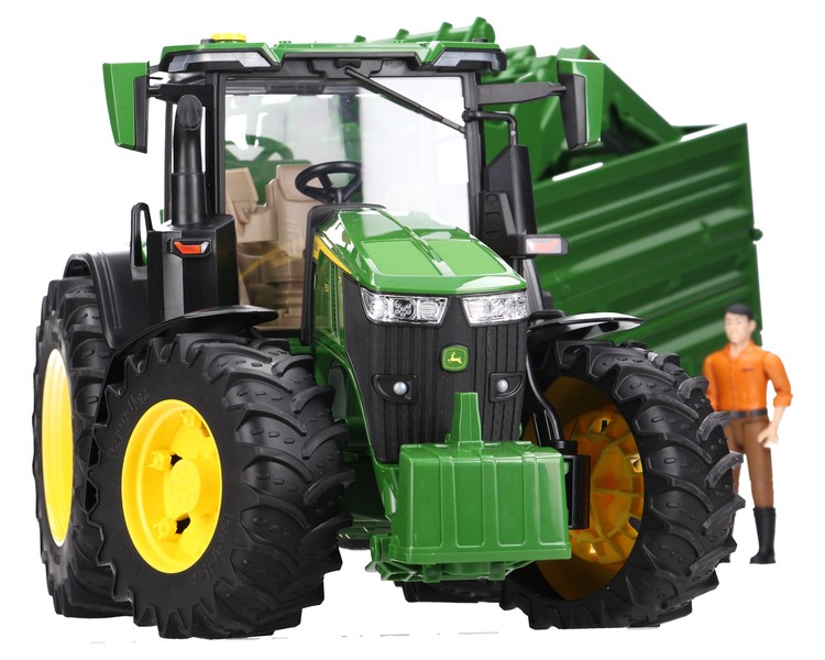 Bruder 03155 traktor John Deere 7R 350 z przyczepą i figurką