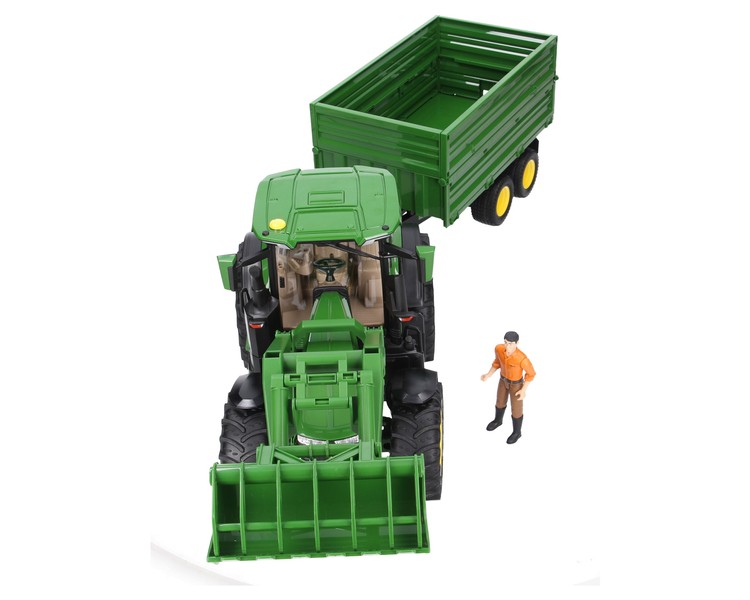 Bruder 03155 traktor John Deere 7R 350 z przyczepą i figurką