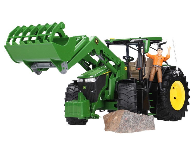 Bruder 03155 traktor John Deere 7R 350 z przyczepą i figurką