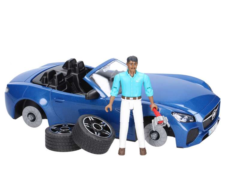 Bruder 03481 Auto Roadster niebieskie ze zdejmowanym dachem i figurką kierowcy
