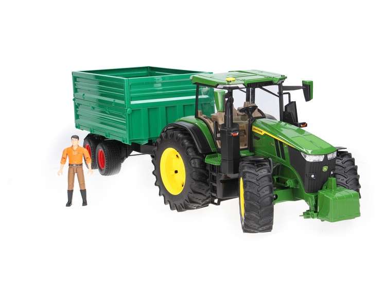 Zestaw Bruder 03150 traktor John Deere + przyczepa 02010 + figurka 60007