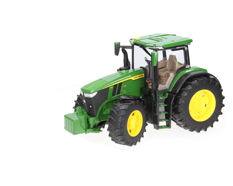 Zestaw Bruder traktor John Deere 03150 + przyczepa do bel 02220 + figurka 60007