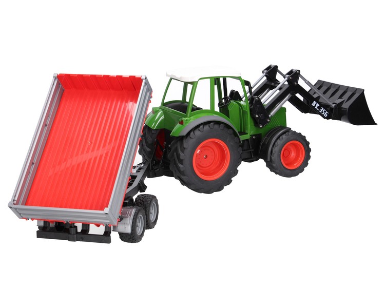Zestaw ciągnik zdalne sterowany traktor z ładowaczem oraz przyczepa 02019