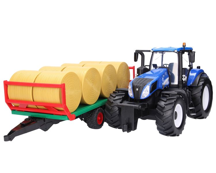 Zestaw traktor New Holland zdalnie sterowany z przyczepą do wywozu balotów Bruder  