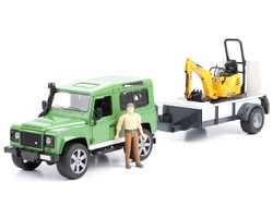 Bruder 02593 Land Rover z przyczepą, minikoparką i figurką