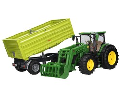 Bruder 03151 traktor John Deere 7R 350 z ładowaczem + przyczepa 02203