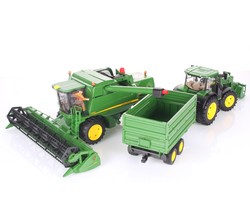 Zestaw Bruder kombajn John Deere 02132 + traktor 03155+Prasa 02032+ figurka 60007