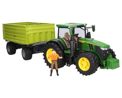 Zestaw Bruder traktor John Deere 03150 + przyczepa 02203 + figurka 60007 