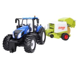 Zestaw traktor New Holland zdalnie sterowany z prasą do balotów Bruder